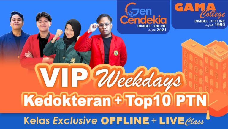 Program VIP WeekDAYS Lulus KEDOKTERAN + Top10 PTN Favorit || Bimbel OFFline 6 jam/pekan + TryOut CAT 2x sebulan + LIVE Class + Bonus Paket ONline UTBK SNBT