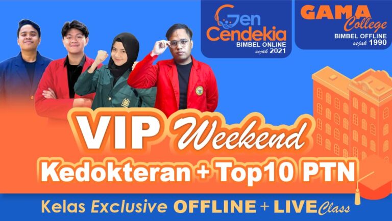 Program VIP WeekEND Lulus KEDOKTERAN + Top10 PTN Favorit || Bimbel OFFline 6 jam/pekan + TryOut CAT 2x sebulan + LIVE Class + Bonus Paket ONline UTBK SNBT
